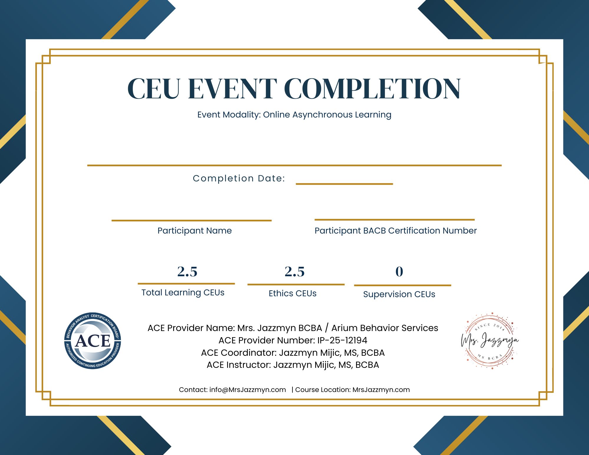 ceu certificate 2.5 ethics ceus